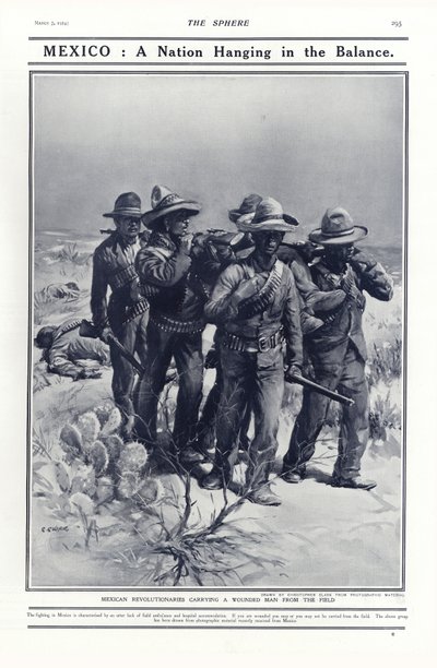 Mexican Revolutionaries Carrying a Wounded Man from the Field, 1914 by Addison Thomas Millar